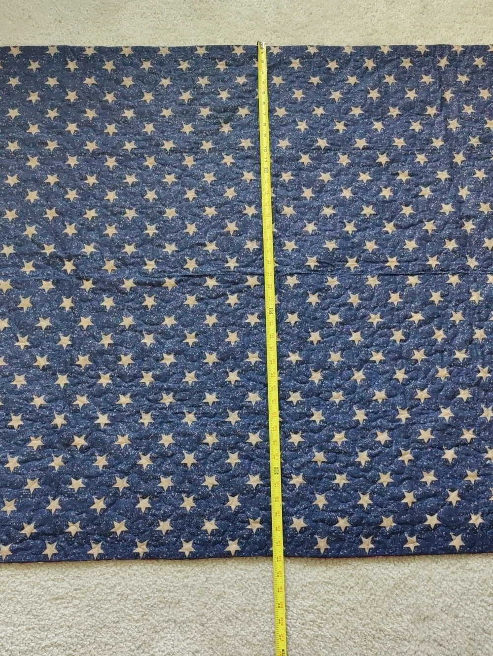 Handmade Embroidery Patriotic Star & Stripe Quilt Throw Blanket Americana Y2K